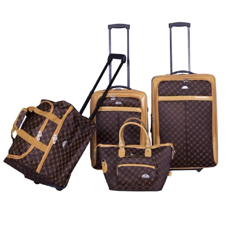 Monogrammed Leather Luggage Tags in Brown for a Personalized TouchAmerican Flyer Signature 4-Piece Luggage Set