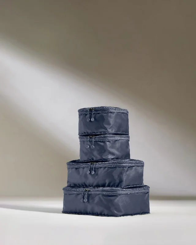 Compact Travel Umbrella Pouches in Navy Blue for Easy StoragePacking Cubes in Navy - Set of 4