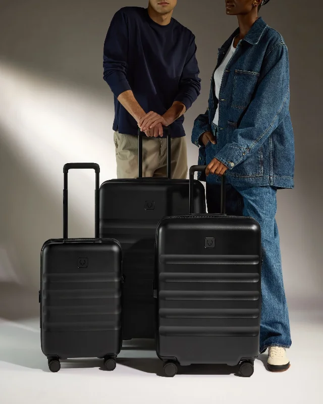 Travel - Size Toiletry Bottles with Leak - Proof Caps in ClearExpandable Carry-on Luggage Set in Black - Icon Stripe