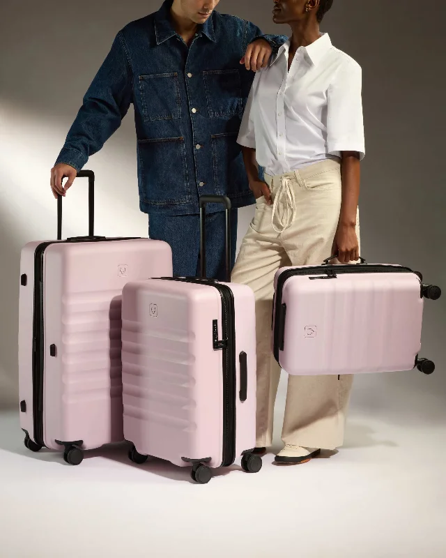 Hanging Travel Toiletry Bags with Multiple Pockets in TealExpandable Carry-on Luggage Set in Moorland Pink - Icon Stripe