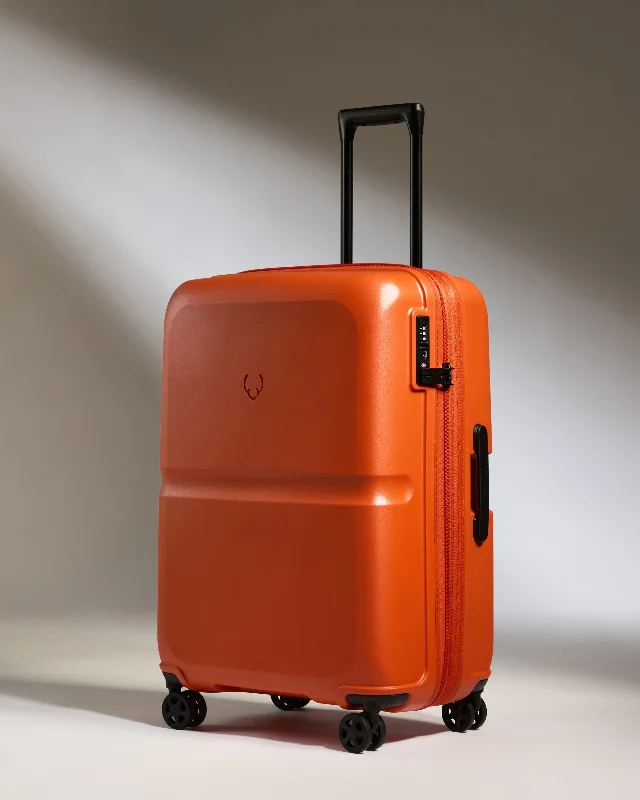 Travel Bag ID Card Holders in Clear Vinyl with LanyardsMedium Luggage in Ember Orange - Single Stripe