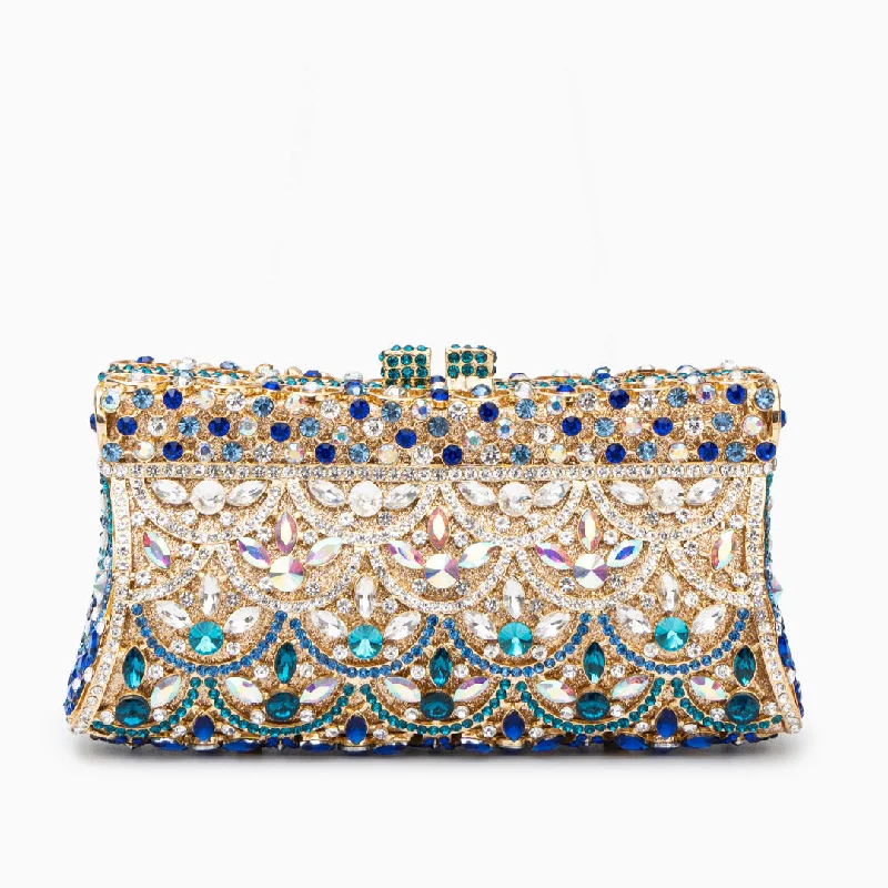 Snake - Skin Effect Clutch in Green for Exotic PartiesAubrielle Clutch Bag