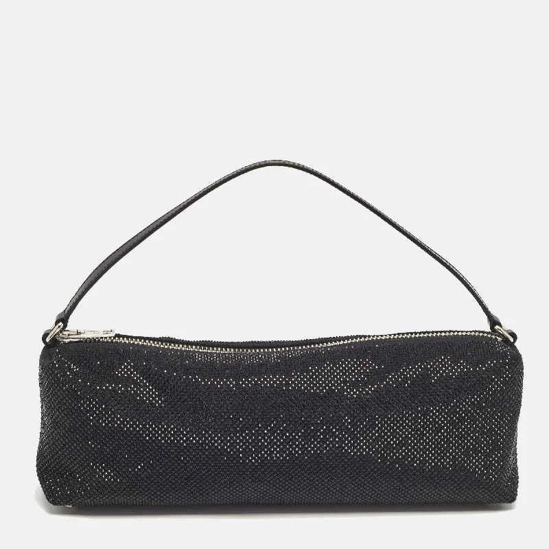 Snake - Skin Effect Clutch in Green for Exotic PartiesAlexander Wang Black Canvas And Leather Crystals Heiress Flex Bag