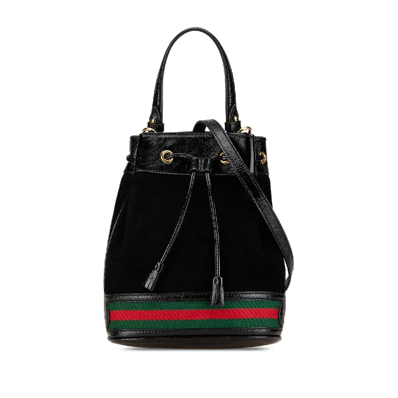 Leather Shoulder Bag with Magnetic Closure in Black for Quick AccessBlack Gucci Small Suede Ophidia Bucket Bag