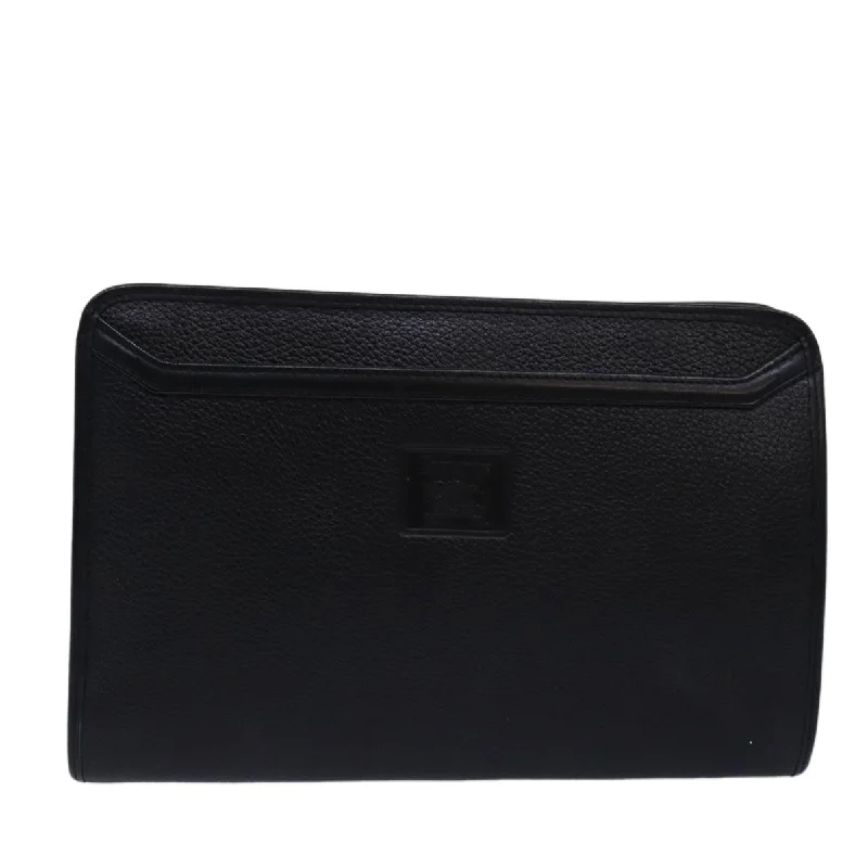 Leather Clutch with Chain Strap in Black for Cocktail PartiesBurberry  Leather Clutch Bag (Pre-Owned)