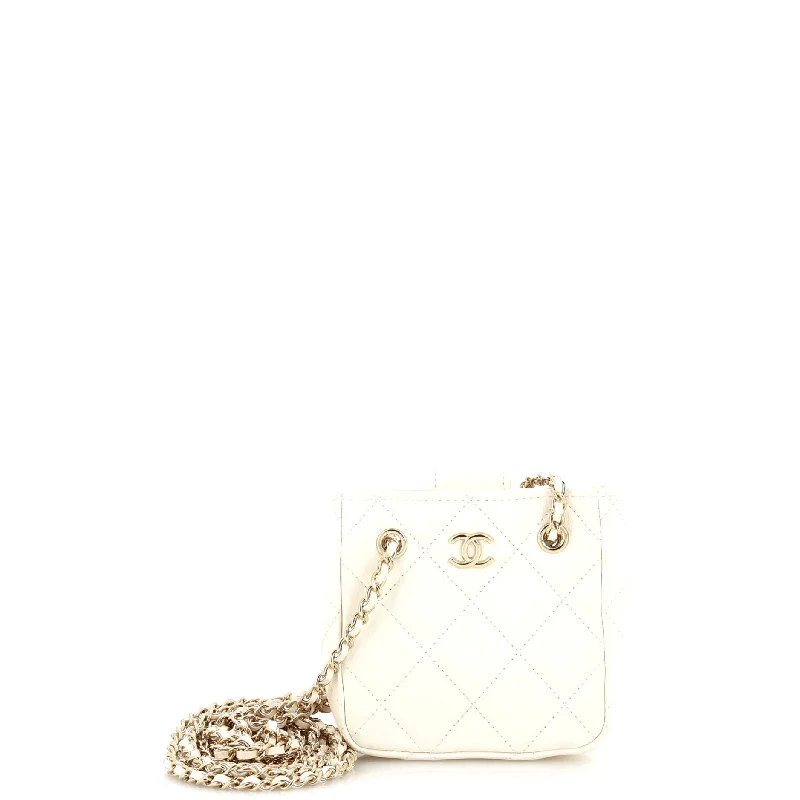 Lace - Trimmed Satin Clutch in Ivory for Garden WeddingsCC Square Clutch with Chain Quilted Lambskin Mini