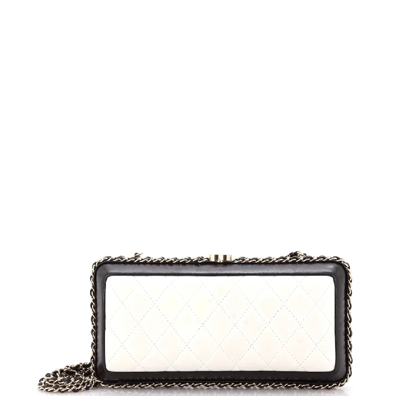 Quilted Leather Evening Bag in Gray for Sophisticated EventsChain Around Clutch Quilted Lambskin Small