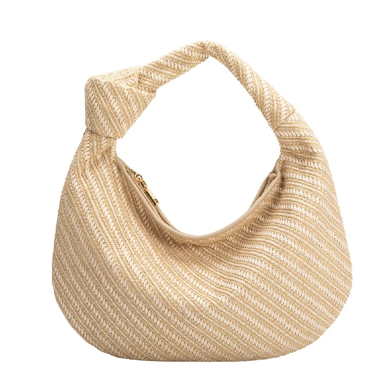 Metallic Shoulder Bag in Gold for Special OccasionsCher Natural Raffia Large Shoulder Bag - FINAL SALE