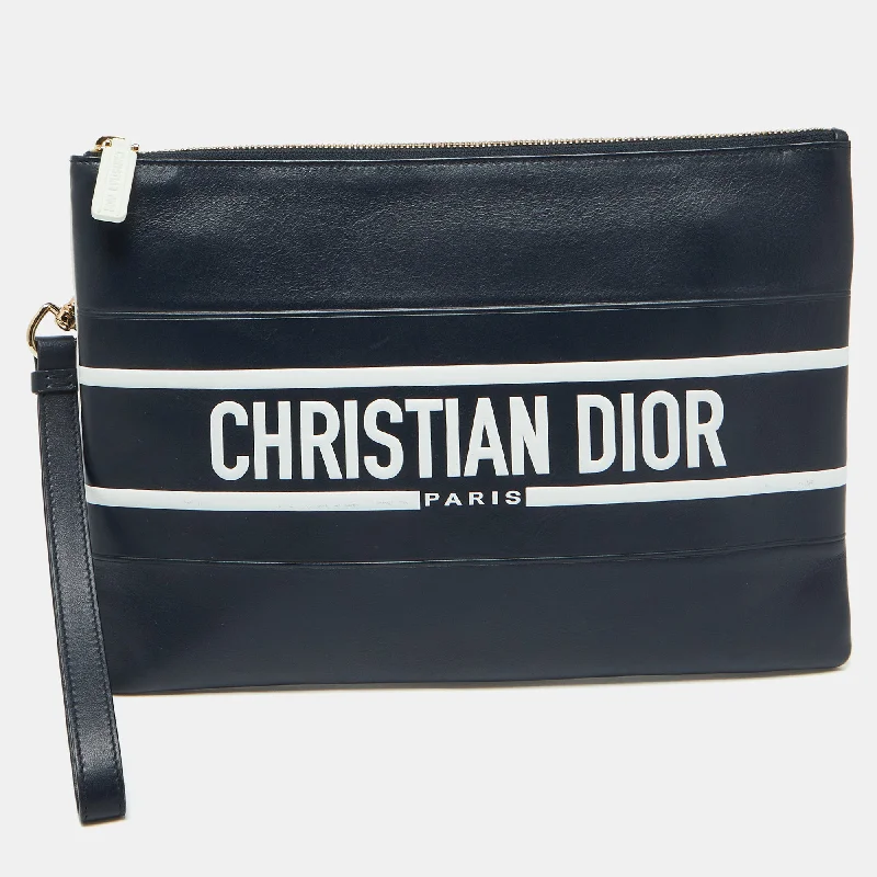 Geometric - Patterned PVC Evening Bag in Multicolor for Trendy Nights OutDior Navy Blue/white Leather Logo Vibe Zip Clutch