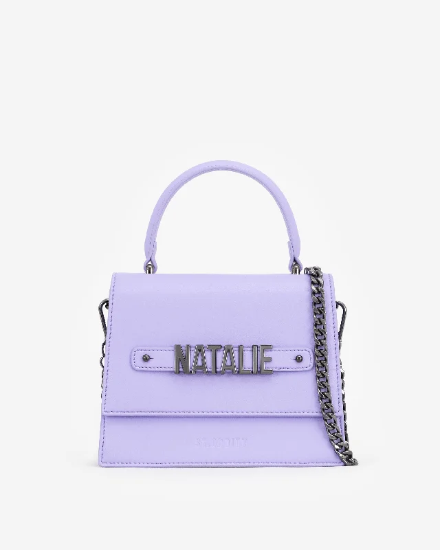 Geometric - Patterned PVC Evening Bag in Multicolor for Trendy Nights OutEvening Bag in Lavender with Personalised Hardware