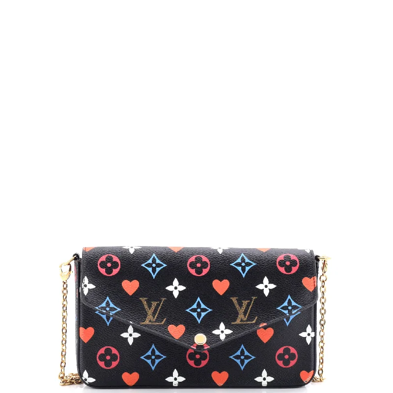 Women's Glittery Clutch in Blue for Disco - Themed EventsFelicie Pochette Limited Edition Game On Multicolor Monogram