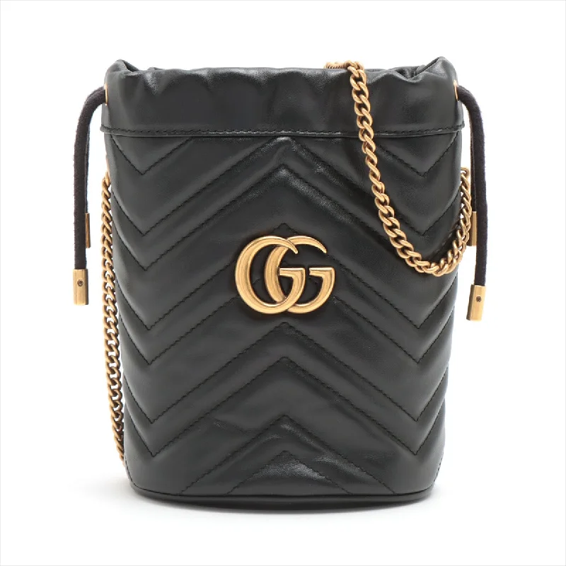 Crossbody Shoulder Bag in Black Leather with Gold Hardware for Night OutsGucci Gg Marmont Leather Chain Shoulder Bag Black 575163