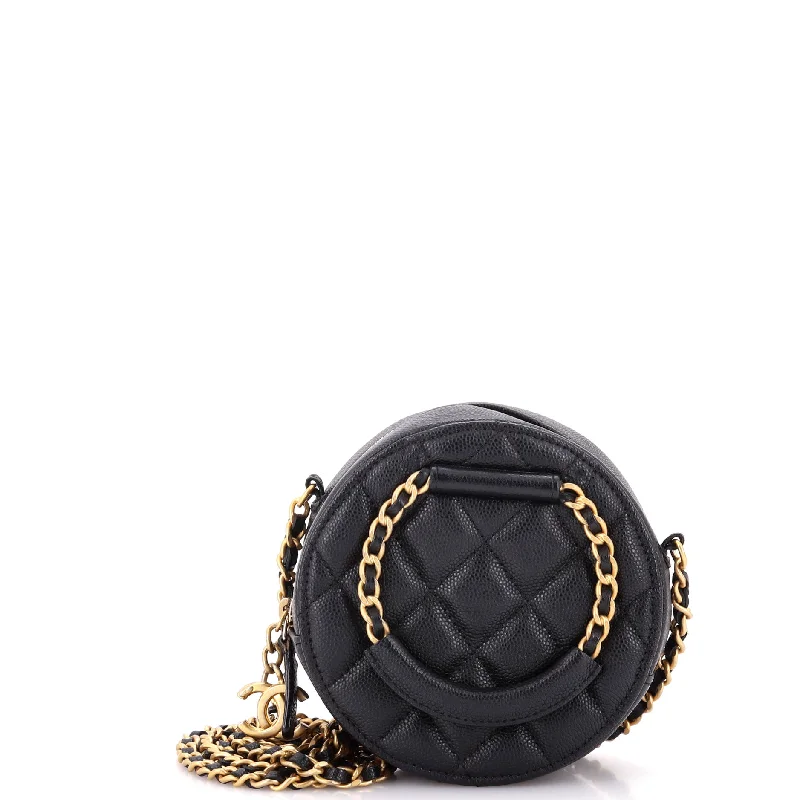 Women's Metallic Leather Clutch in Rose Gold for Valentine's DateIn The Loop Round Clutch with Chain Quilted Caviar Mini