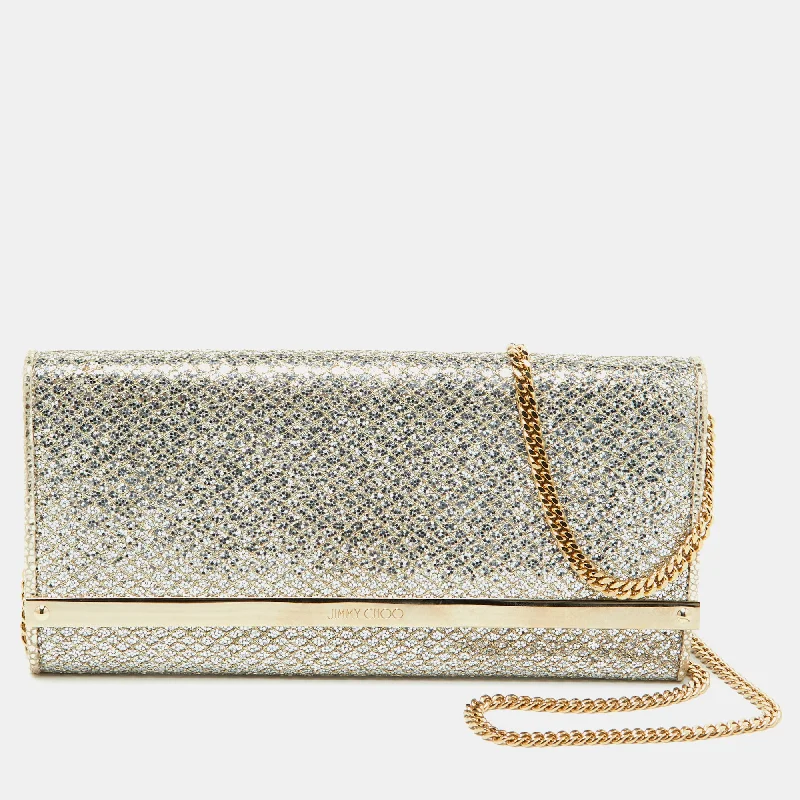 Women's Faux Fur Clutch in White for Winter BallsJimmy Choo Gold Lurex Fabric Milla Chain Clutch