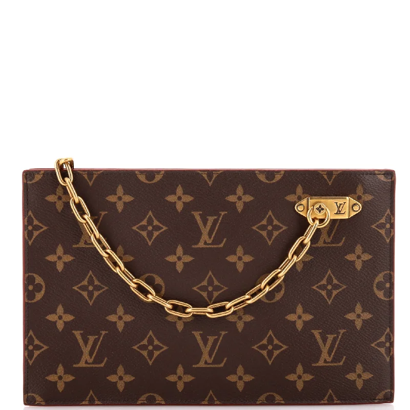 Women's Metallic Leather Clutch in Rose Gold for Valentine's DateLegacy Chain Clutch Monogram Canvas