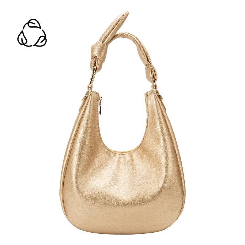 Metallic Shoulder Bag in Gold for Special OccasionsLilie Gold Crinkle Shoulder Bag