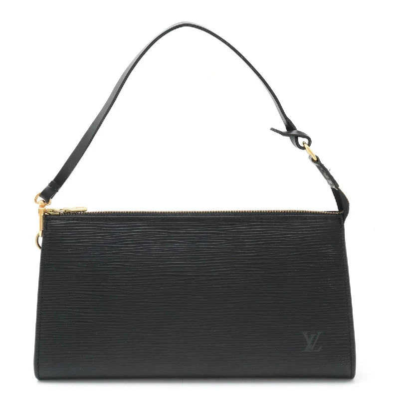 Lace - Trimmed Satin Clutch in Ivory for Garden WeddingsLouis Vuitton Epi Leather Pochette Accessoire Black