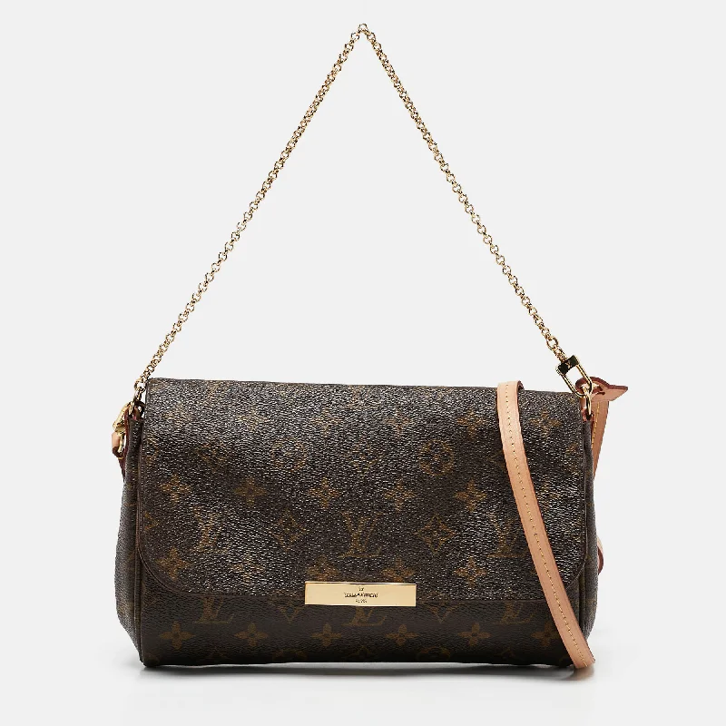 Leather Clutch with Chain Strap in Black for Cocktail PartiesLouis Vuitton Monogram Canvas Favorite Mm Bag