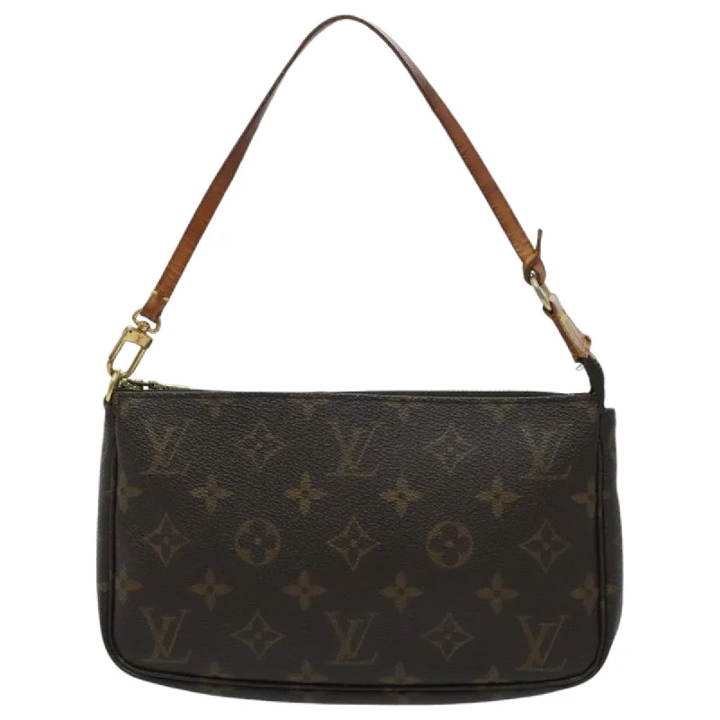 Leather Clutch with Chain Strap in Black for Cocktail PartiesLouis Vuitton Pochette Accessoire  Canvas Clutch Bag (Pre-Owned)