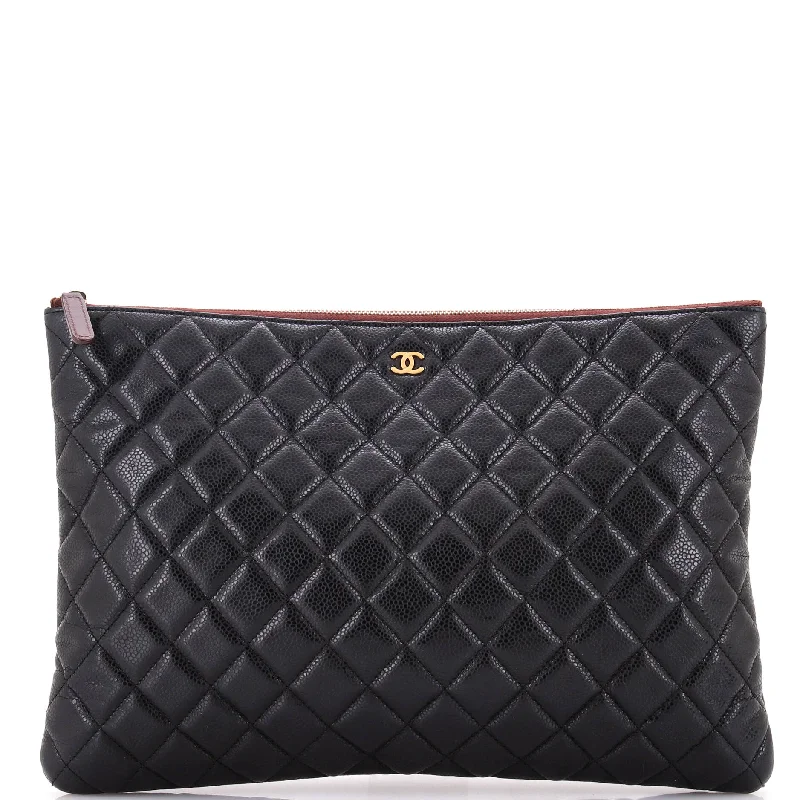 Women's Studded Leather Evening Bag in Black for Rock - n - Roll NightsO Case Clutch Quilted Caviar Large