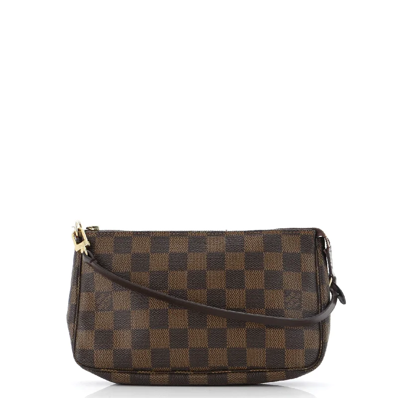 Leather Clutch with Chain Strap in Black for Cocktail PartiesPochette Accessoires Damier