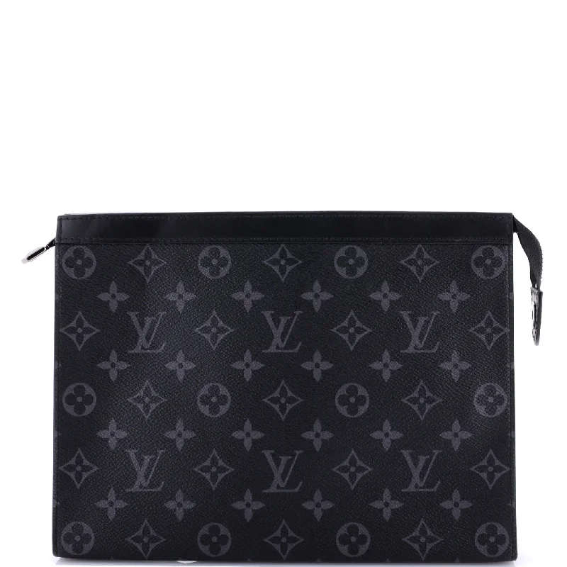 Leather Clutch with Chain Strap in Black for Cocktail PartiesPochette Voyage Monogram Eclipse Canvas MM