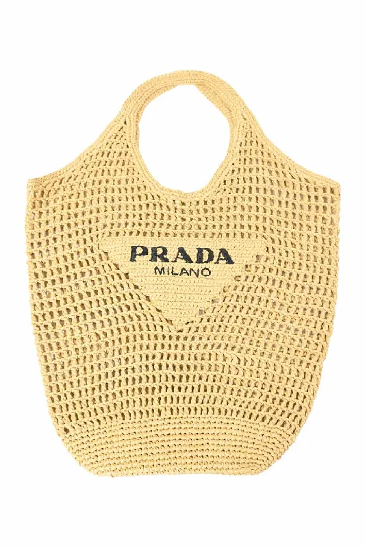 Women's Canvas Shoulder Bag in Navy with Striped Pattern for Beach Trips[WB7318] Prada | Shopper