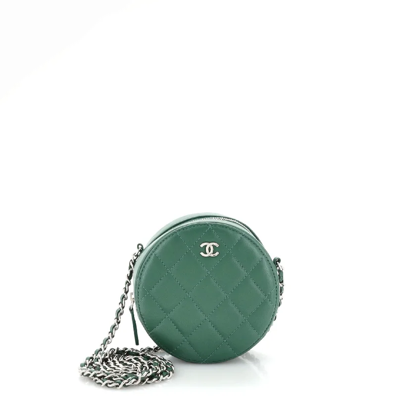 Suede Clutch with Tassel Details in Olive for Fall SoireesRound Clutch with Chain Quilted Lambskin Mini