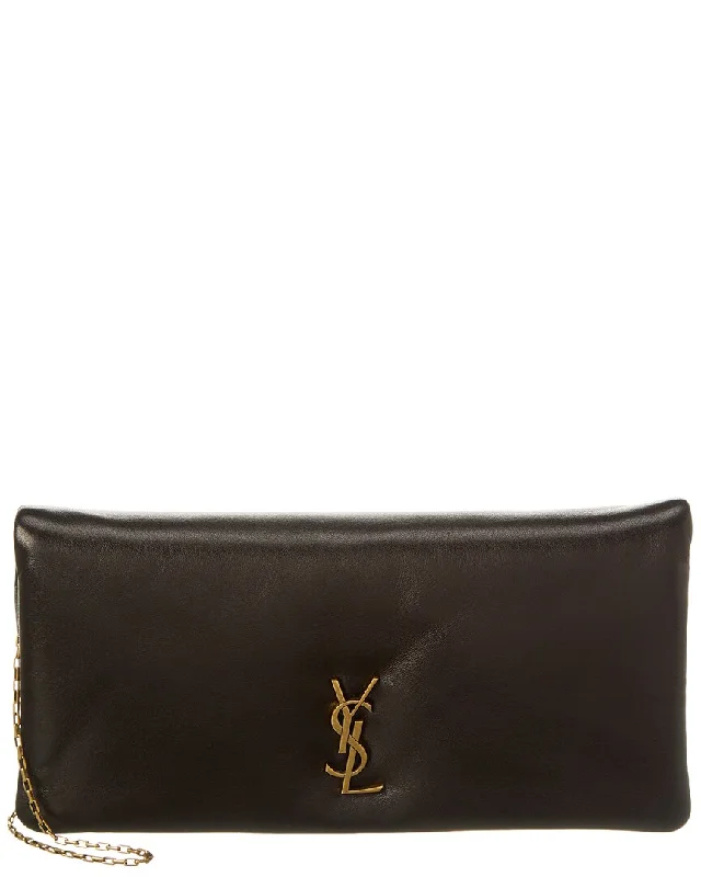 Women's Lizard - Print Clutch in Brown for a Chic LookSaint Laurent Calypso Padded Leather Clutch