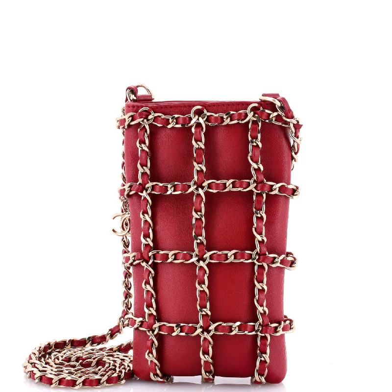 Velvet Clutch Bag in Burgundy with Crystal Embellishments for Formal DinnersTech Me Out Clutch With Chain Lambskin