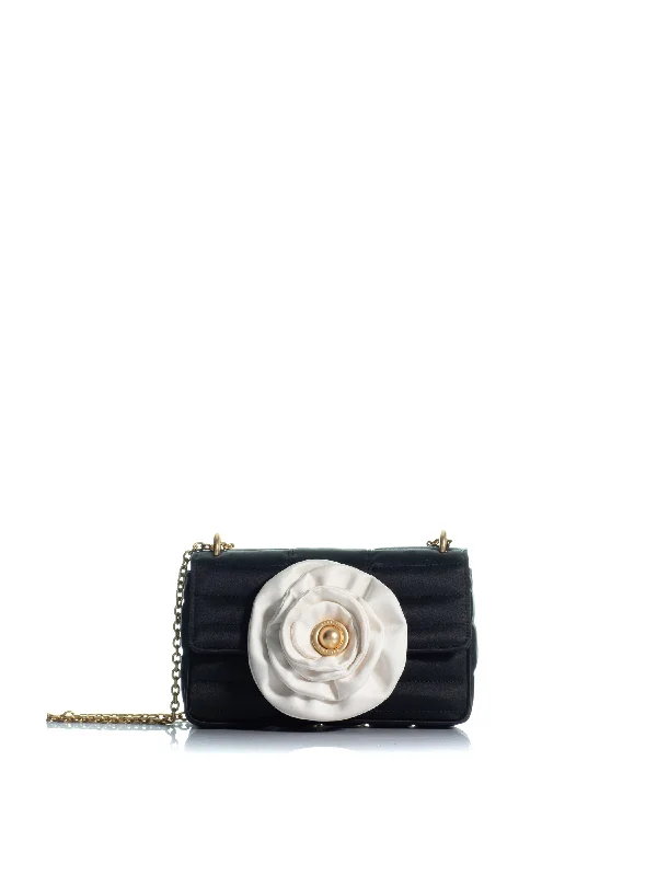 Crossbody Shoulder Bag in Black Leather with Gold Hardware for Night OutsThe Melody Gardenia