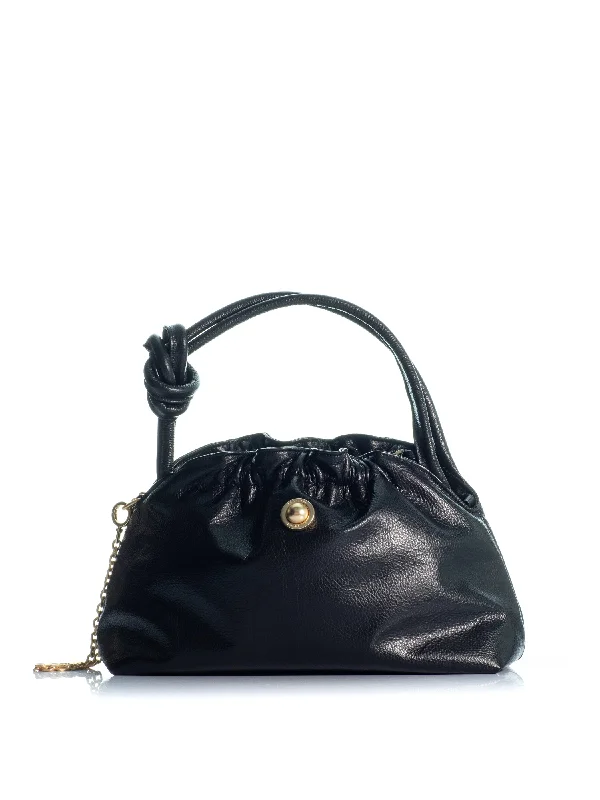 Crossbody Shoulder Bag in Black Leather with Gold Hardware for Night OutsThe Swan Maxi