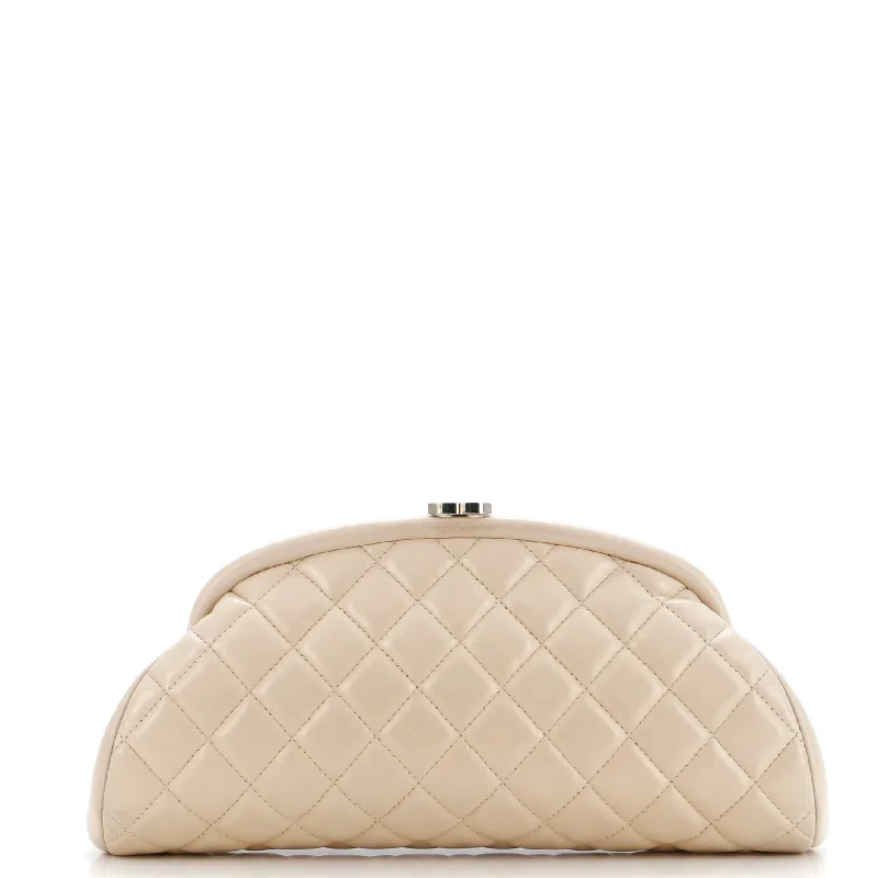 Women's Faux Fur Clutch in White for Winter BallsTimeless Clutch Quilted Lambskin