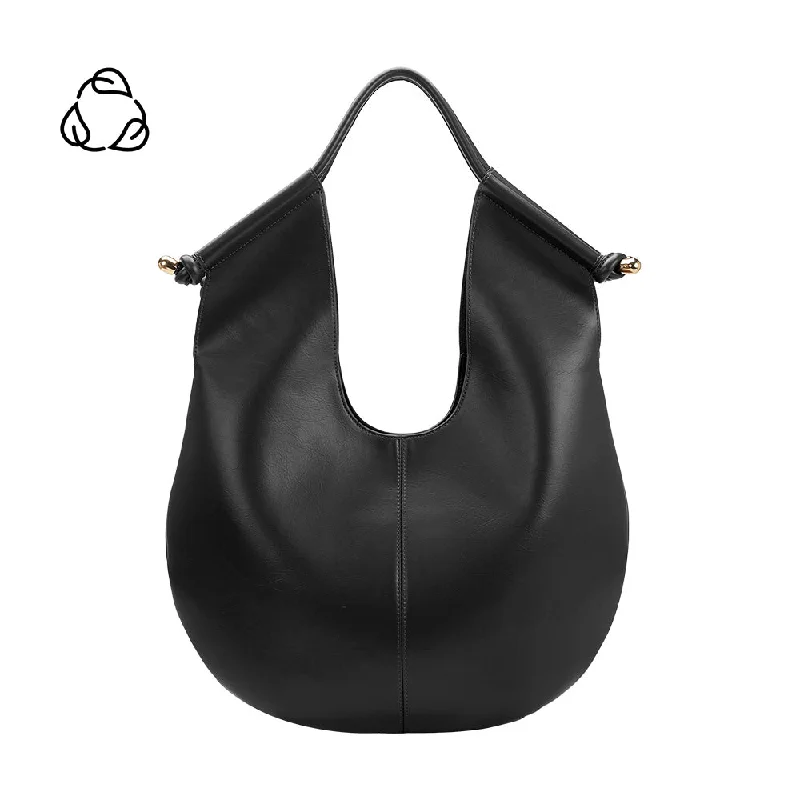 Leather Shoulder Bag with Magnetic Closure in Black for Quick AccessTracy Black Recycled Vegan Shoulder Bag