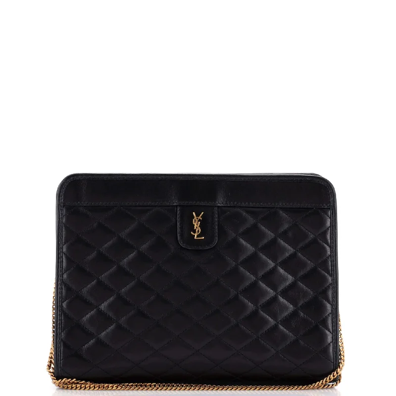 Women's Lizard - Print Clutch in Brown for a Chic LookVictoire Chain Clutch Quilted Leather