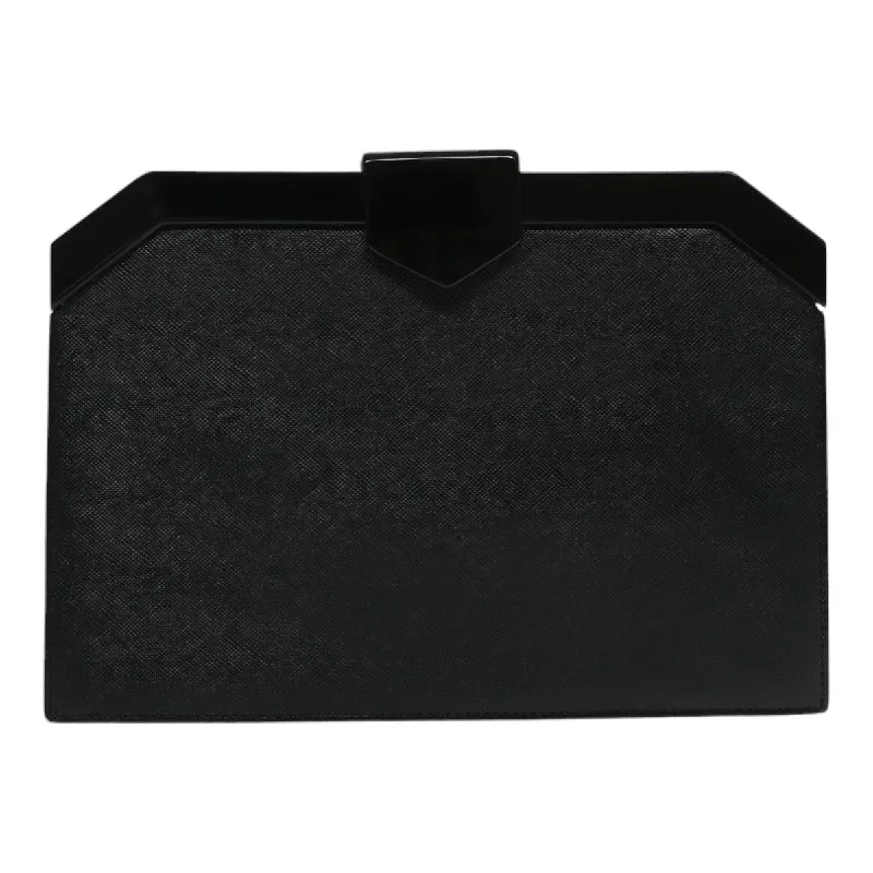 Leather Clutch with Chain Strap in Black for Cocktail PartiesYves Saint Laurent  Leather Clutch Bag (Pre-Owned)