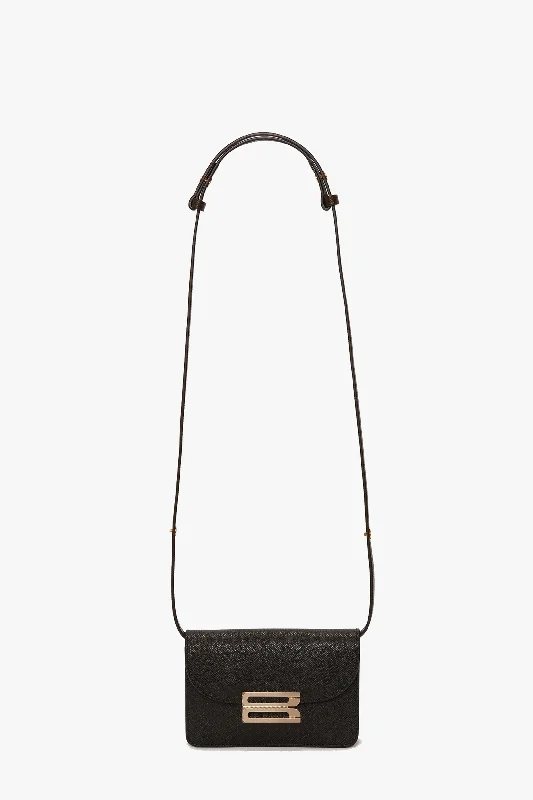 Metallic Crossbody Bag in Silver for New Year's Eve and Special CelebrationsNano Dorian Bag In Black Grained Leather