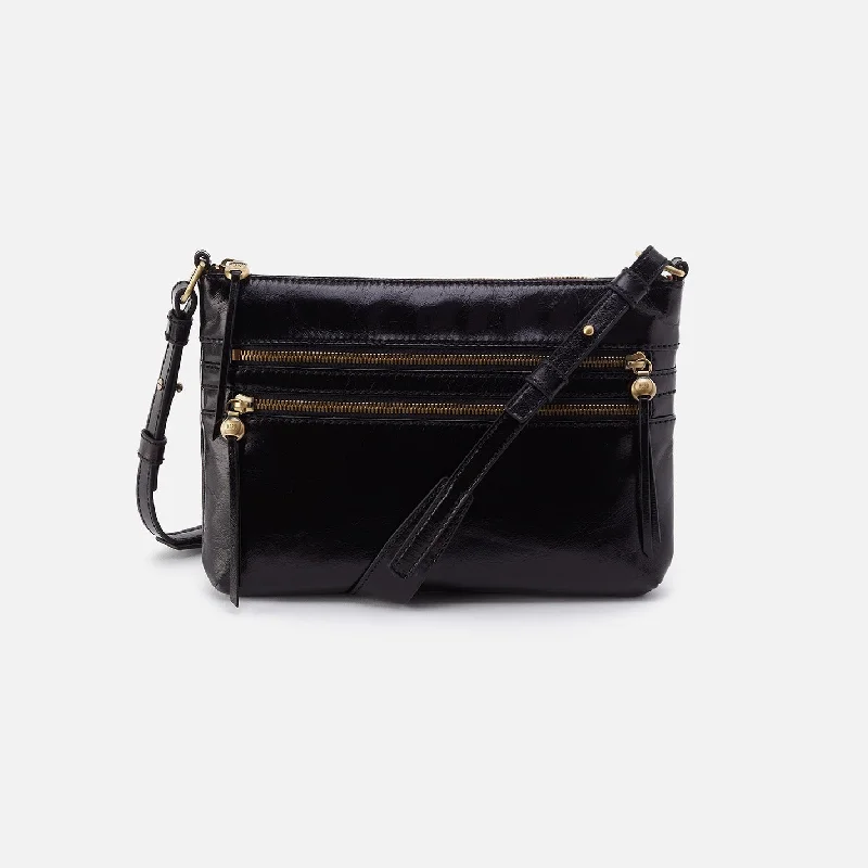 Women's Small Leather Crossbody Bag in Black with Gold Hardware for Evening PartiesBillie Crossbody In Polished Leather - Black