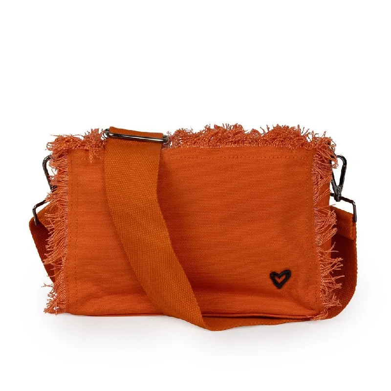 Women's Crossbody Bag with Adjustable Strap in Orange for Customizable ComfortCanvas Fringe Crossbody - Orange