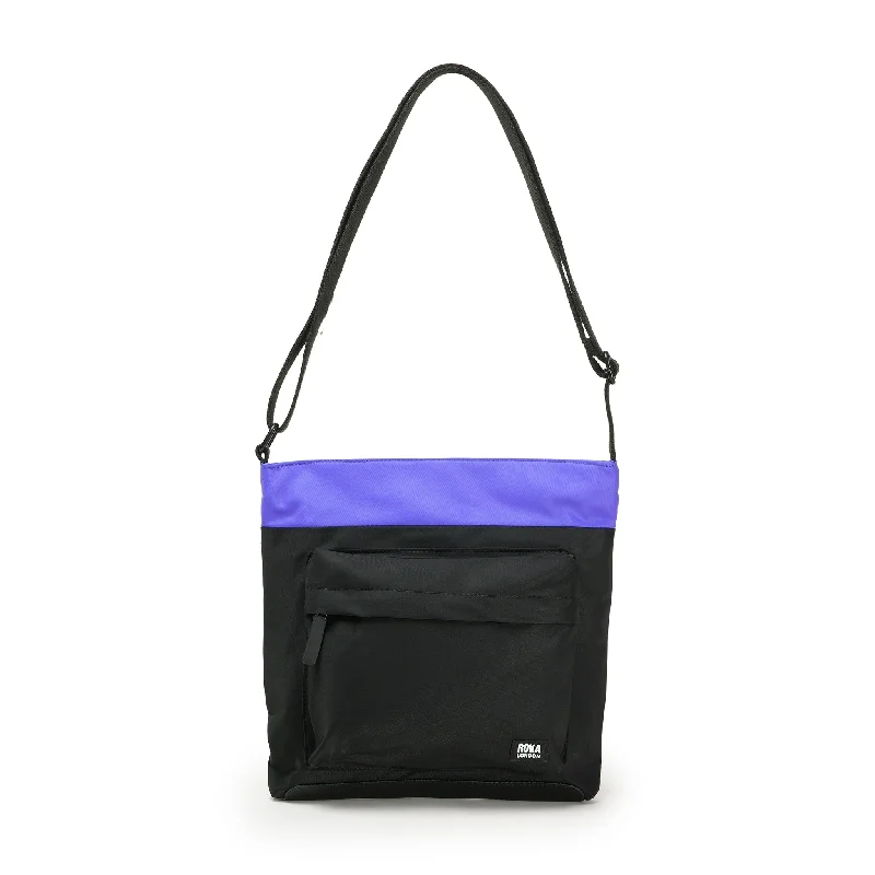 Straw Crossbody Bag in Natural Color for Beach Vacations and Summer DaysCreative Waste Kennington B Black / Simple Purple Recycled Nylon