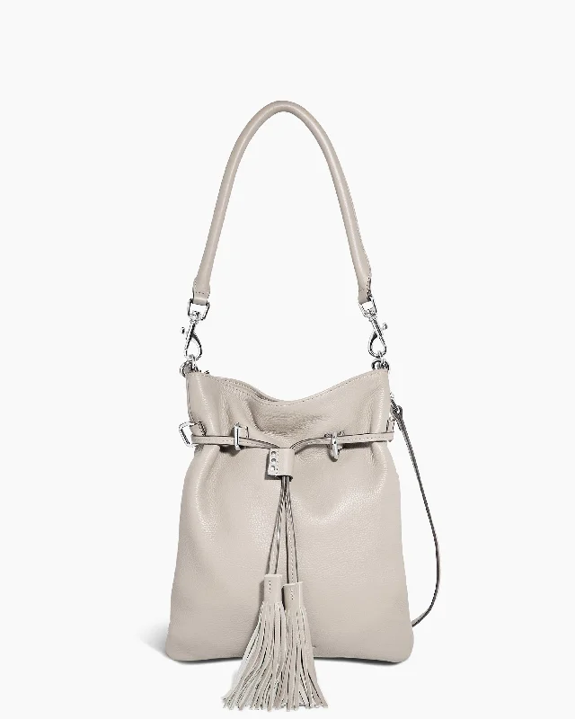 Leather - Trimmed Denim Crossbody Bag in Blue for a Vintage - Inspired LookCrosby Drawstring Crossbody