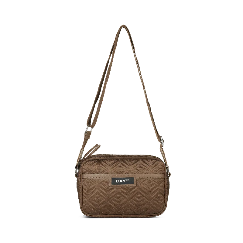 Medium - sized Canvas Crossbody Bag in Beige with Floral Print for Spring OutingsDay Gweneth Q Leaf Plane