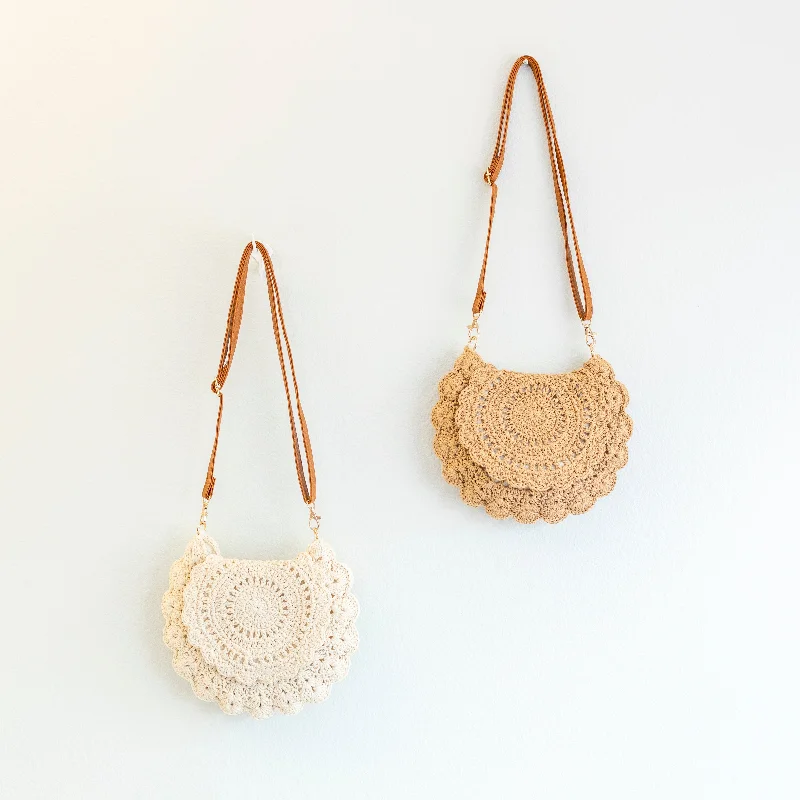 Straw Crossbody Bag in Natural Color for Beach Vacations and Summer DaysElena Handbags Boho Crochet Crossbody Bag