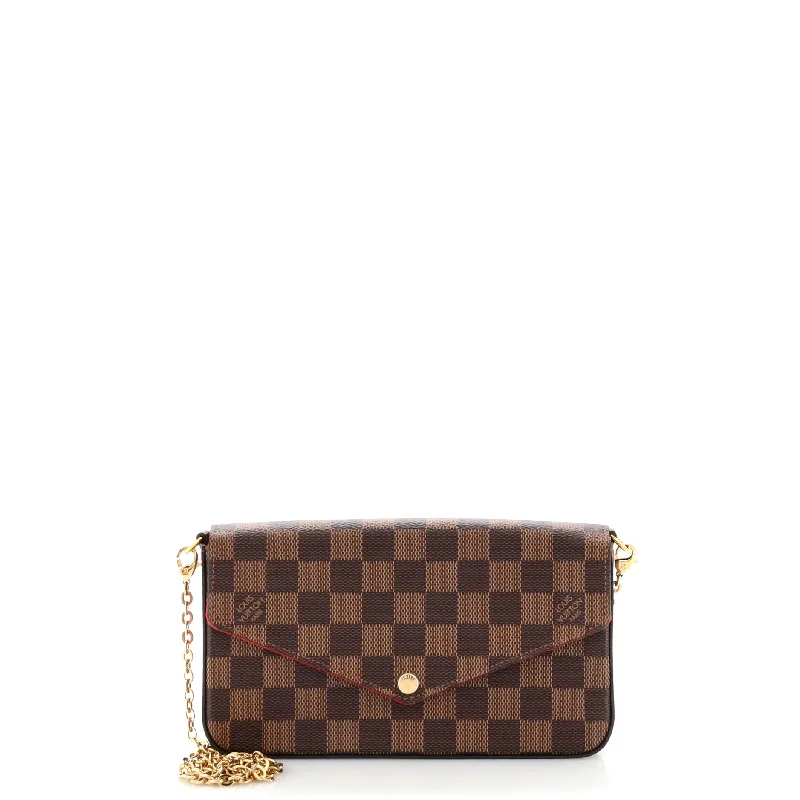 Women's Crossbody Bag with Chain Strap in Gold for a Glamorous TouchFelicie Pochette Damier