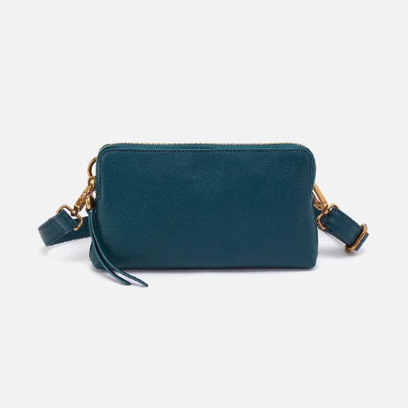 Metallic Crossbody Bag in Silver for New Year's Eve and Special CelebrationsFern Slim Belt Bag In Pebbled Leather - Midnight Teal