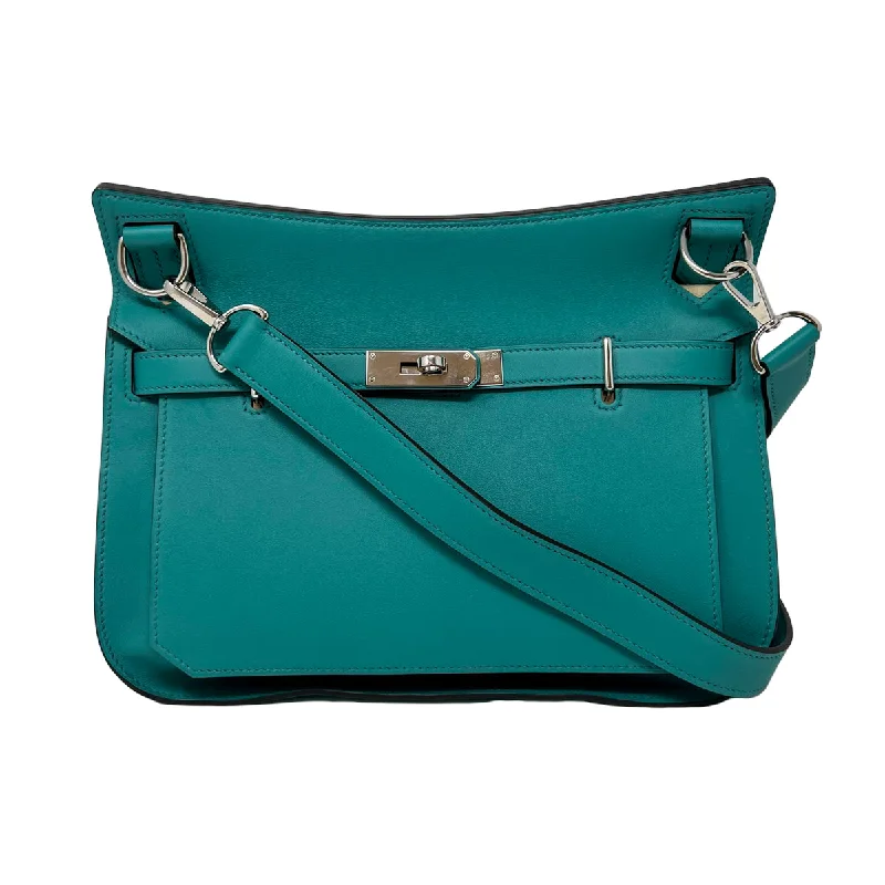 Leather - Trimmed Denim Crossbody Bag in Blue for a Vintage - Inspired LookHermes Swift Jypsiere 28