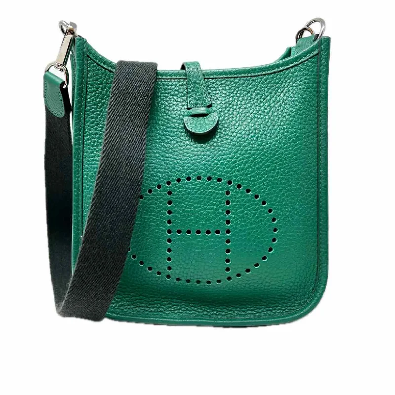 Leather - Trimmed Denim Crossbody Bag in Blue for a Vintage - Inspired LookHermes Taurillon Clemence Evelyne TPM 16