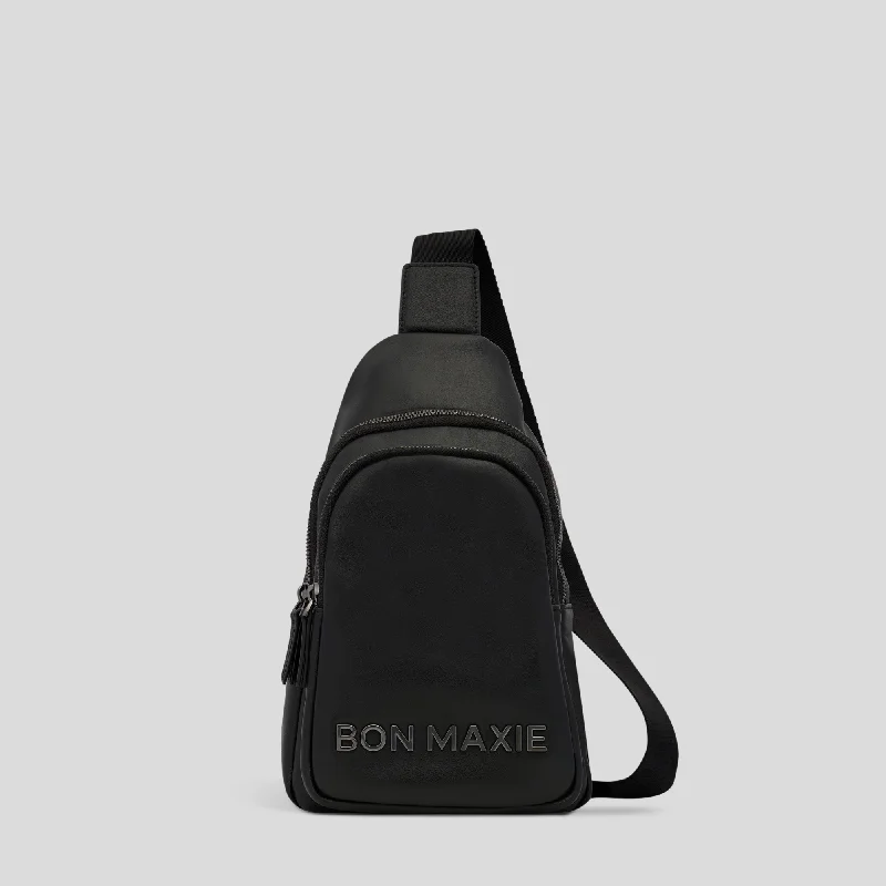 Straw Crossbody Bag in Natural Color for Beach Vacations and Summer DaysThe Multiwear Sling Bag -- Black Bold Logo