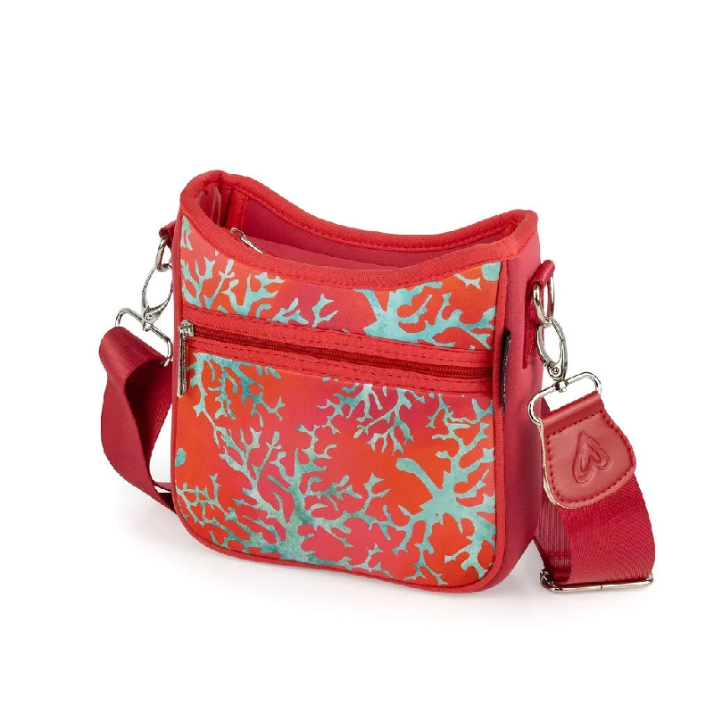 Geometric - Printed PVC Crossbody Bag in Multicolor for Trendy Street StyleNEW: Coral Mini Messenger Crossbody Bag