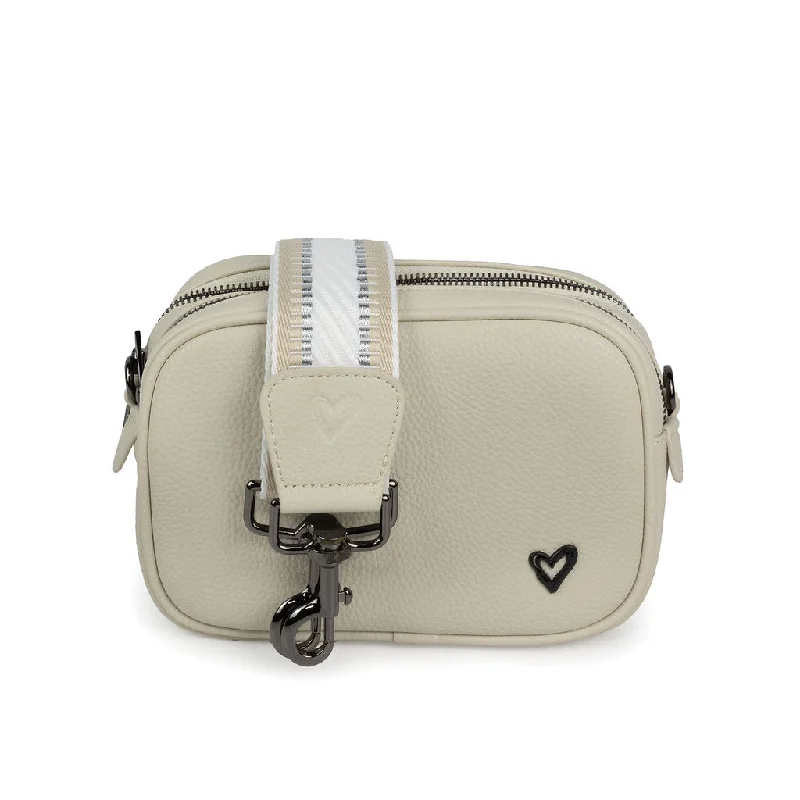 Straw Crossbody Bag in Natural Color for Beach Vacations and Summer DaysNEW: Durham Vegan Leather Crossbody - Cream